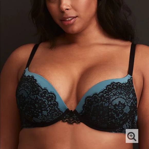 Torrid Sage Eyelash Lace Push-up Plunge Bra 40DD - Picture 11 of 15